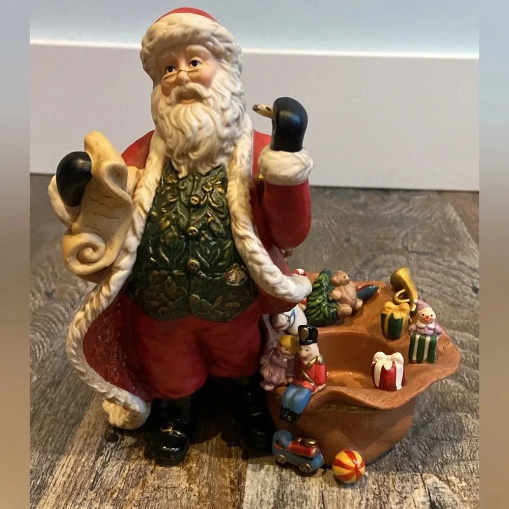 Partylite | Porcelain Santa Checking his List Tea  light/ Votive Holder